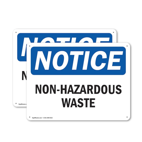 Signmission Non-Hazardous Waste OSHA Notice Sign, Plastic, 14in W x 10in L, 2PK OS-2PACK-NS-P-1014-L-15077 - main